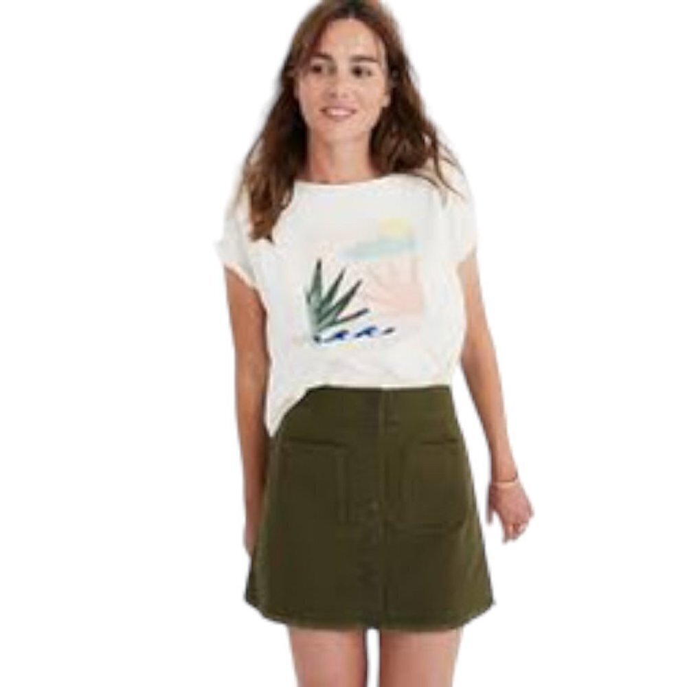 Madewell Raw Hem A-Line Mini Skirt in Kale 00